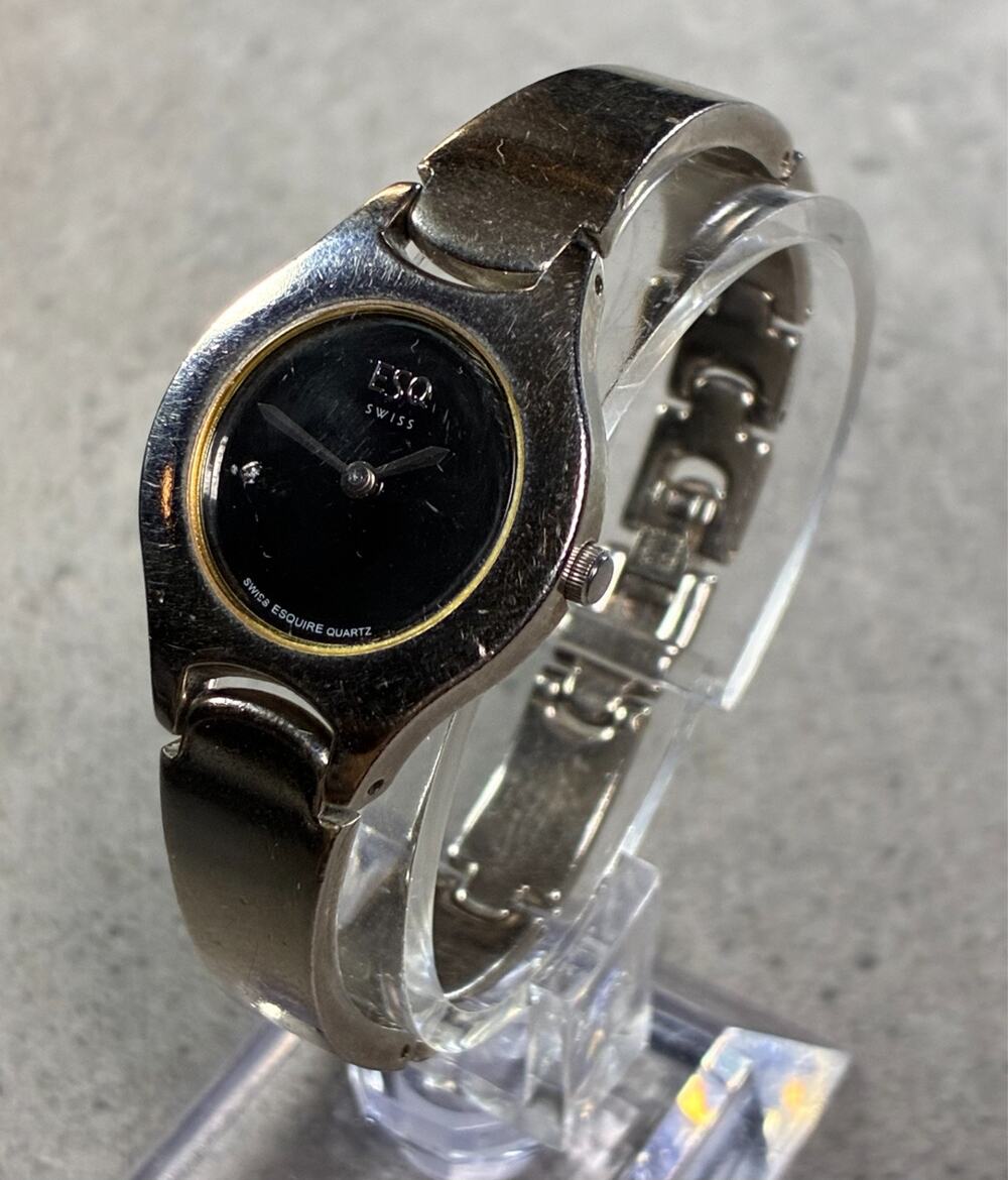 ESQ Esquire Swiss Women's Watch 25mm Vintage Silver Tone Black Dial 6" Working